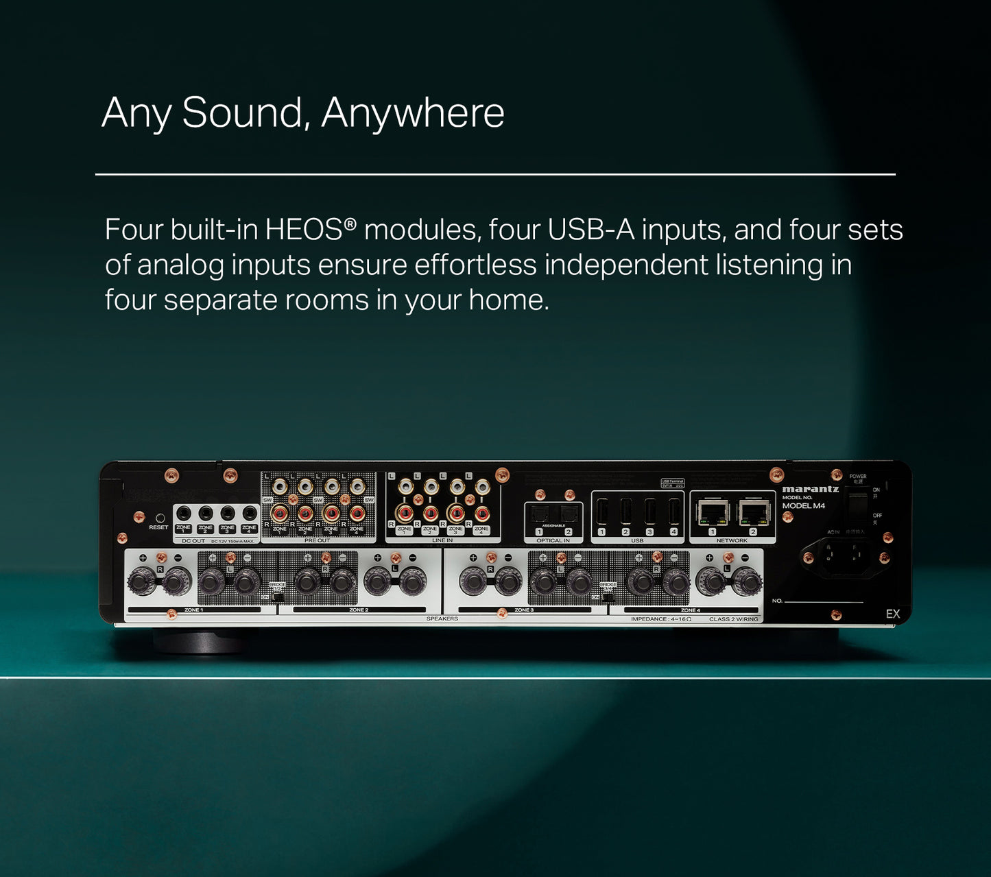 Marantz MODEL M4 8 x 100W per channel Four-Zone Distribution Amplifier with HEOS® Built-in